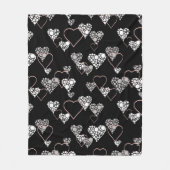 Couverture Polaire Abstrait noir blanc Valentines Jour coeurs amour s (Devant)