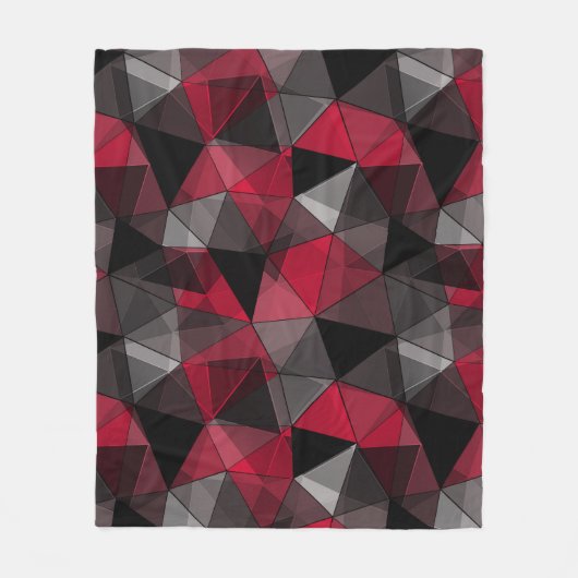Couverture Polaire Abstrait Noir, rouge, gris géométrique. (Devant)