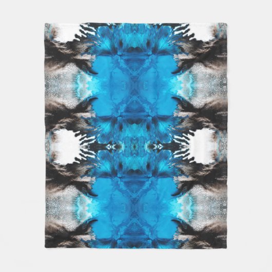Couverture Polaire Abstrait Paint Ink Blot Bleu Noir Blanc (Devant)
