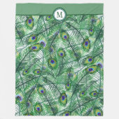 Couverture Polaire Abstrait Peacock Feathers Motif Monogramme (Devant)