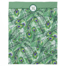 Abstrait Peacock Feathers Motif Monogramme