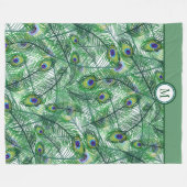 Couverture Polaire Abstrait Peacock Feathers Motif Monogramme (Devant (Horizontal))