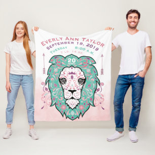 Couverture Polaire Abstrait Peint Lion Baby Girl Stats de naissance r