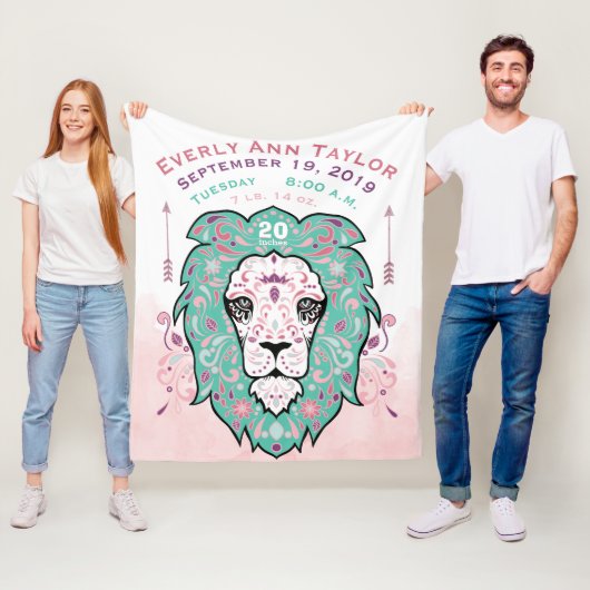 Couverture Polaire Abstrait Peint Lion Baby Girl Stats de naissance r (En situation)