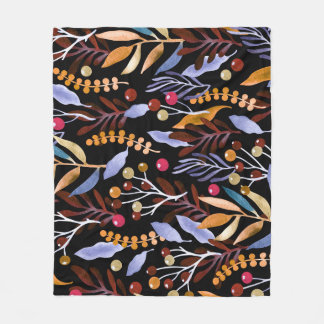 Couverture Polaire Abstrait Plantes d'aquarelle herbes Motif