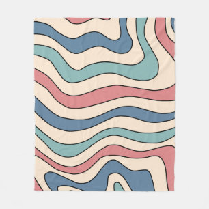 Couverture Polaire Abstrait Retro les années 70 marbre Bleu Rouge Sup