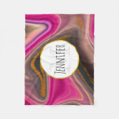 Couverture Polaire Abstrait rose et noir avec Monogramme à perles d'o (Devant)