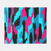 Couverture Polaire Abstrait rose, noir et bleu (Devant (Horizontal))