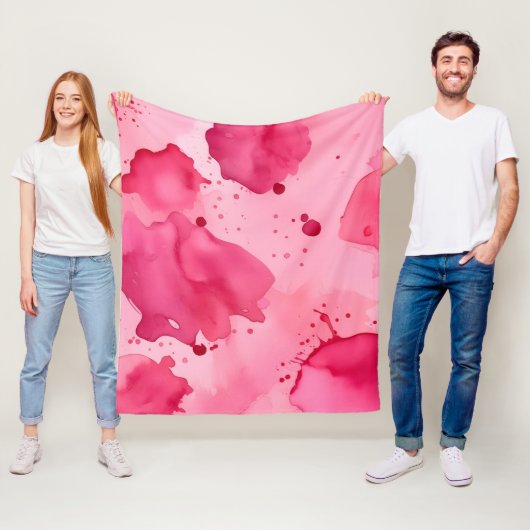 Couverture Polaire Abstrait rose sur rose (En situation)