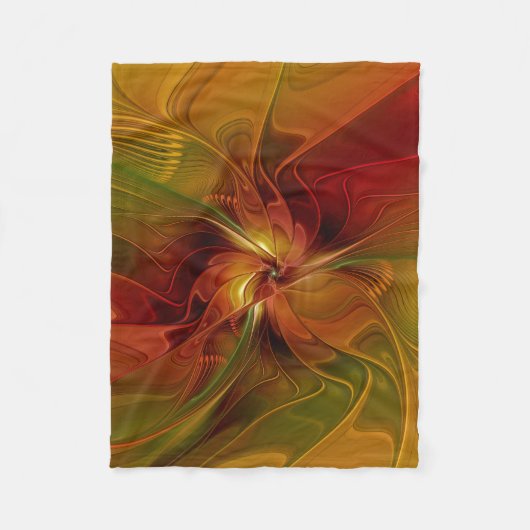 Couverture Polaire Abstrait Rouge Orange Brown Vert Fractal Art Flowe (Devant)