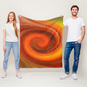 Couverture Polaire Abstrait tourbillon orange brun feu pri moderne