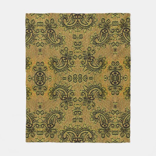 Couverture Polaire Abstrait vert, jaune motif Paisley (Devant)