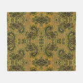 Couverture Polaire Abstrait vert, jaune motif Paisley (Devant (Horizontal))