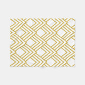 Couverture Polaire Abstraite géométrique, blanc et or blanc polaire (Devant (Horizontal))