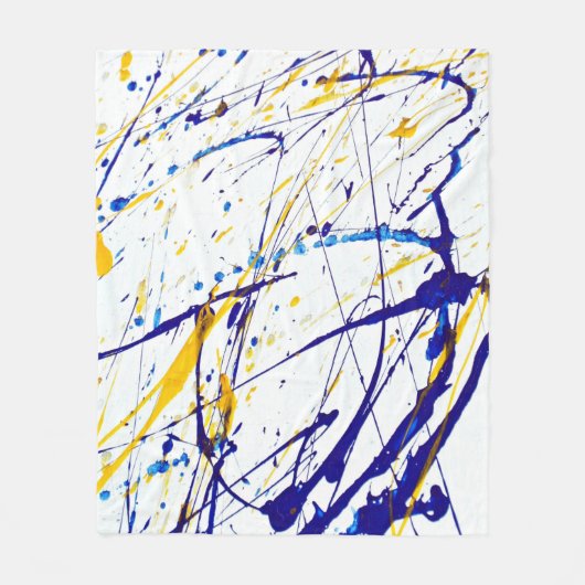 Couverture Polaire Abstraite peinture bleu et doré (Devant)