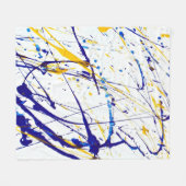 Couverture Polaire Abstraite peinture bleu et doré (Devant (Horizontal))