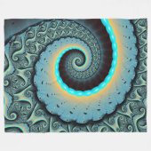 Couverture Polaire Abstraite spirale d'art fractal bleu turquoise ora (Devant (Horizontal))