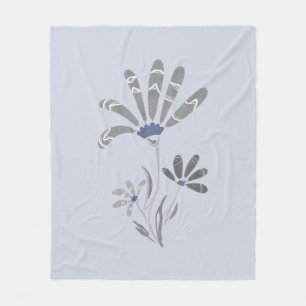 Couverture Polaire Abstraites Fleurs psychédéliques en niveaux de gri