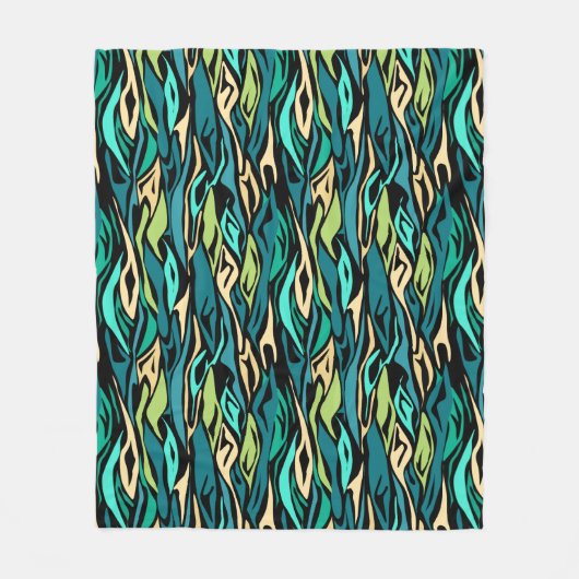 Couverture Polaire Abstraits patchs sans couture zèbre vert noir (Devant)