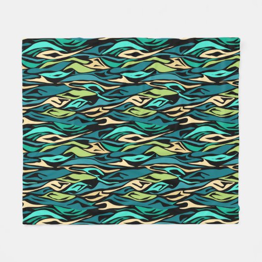 Couverture Polaire Abstraits patchs sans couture zèbre vert noir (Devant (Horizontal))