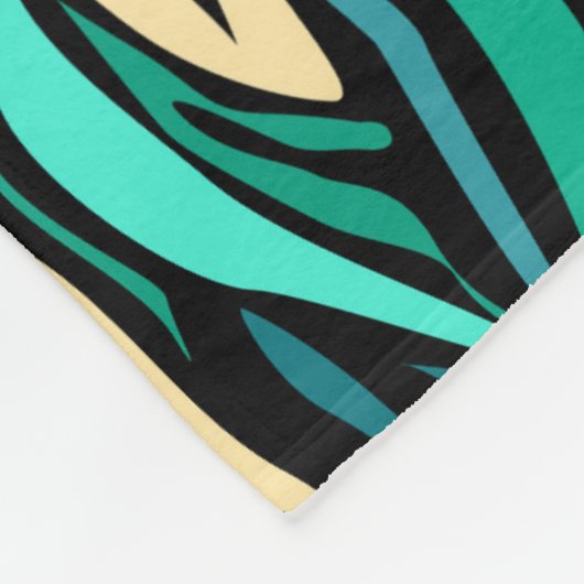 Couverture Polaire Abstraits patchs sans couture zèbre vert noir (Coin)