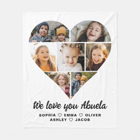 Couverture Polaire Abuela We Love you Heart Modern Photo Collage (Devant)