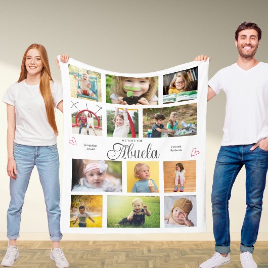 Couverture Polaire Abuela We Love You Personalized Hearts Modern