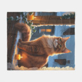 Couverture Polaire Abyssinian Cat With Christmas Lights Holiday (Devant (Horizontal))