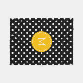 Couverture Polaire Accents Jaune Polkadot Blanc Et Noir (Devant (Horizontal))