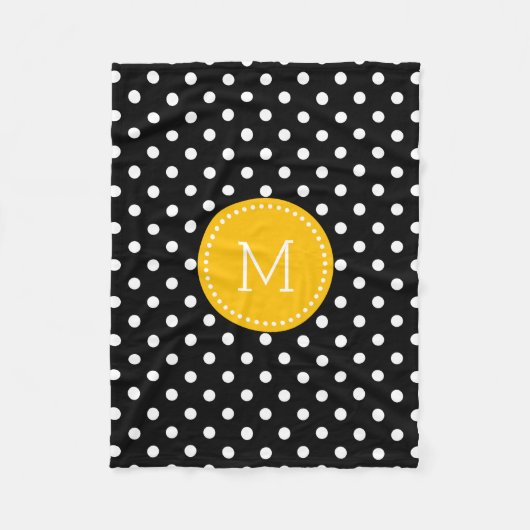 Couverture Polaire Accents Jaune Polkadot Blanc Et Noir (Devant)