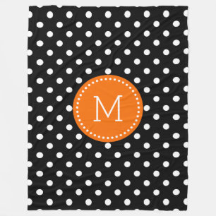 Couverture Polaire Accents Orange Polkadot Blanc Et Noir