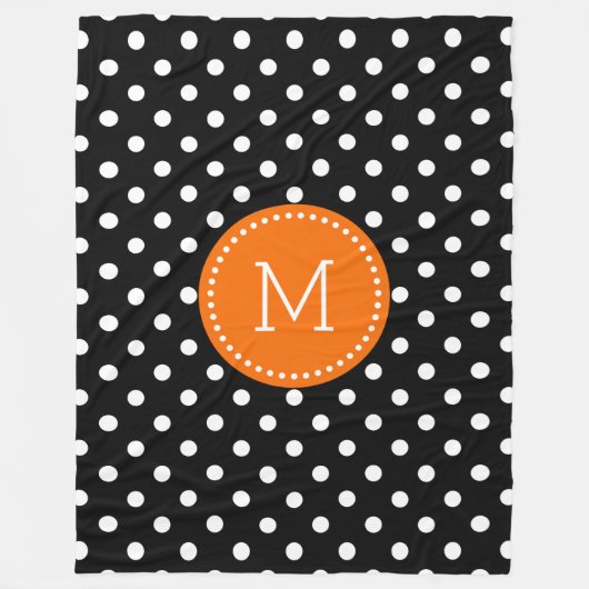 Couverture Polaire Accents Orange Polkadot Blanc Et Noir (Devant)