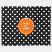 Couverture Polaire Accents Orange Polkadot Blanc Et Noir (Devant (Horizontal))