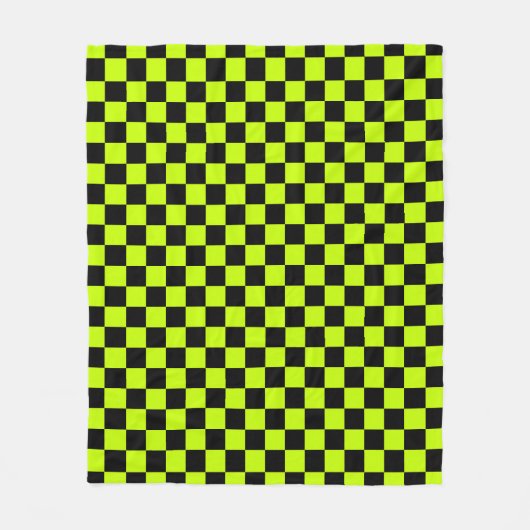 Couverture Polaire Acid green black checkerboard pattern (Devant)