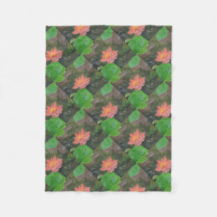 Couverture Polaire Acrylique sur toile, fleur de lys d'eau rose