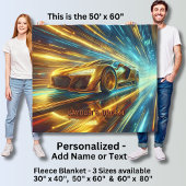 Couverture Polaire Add Name Change Text, Golden Racing Car