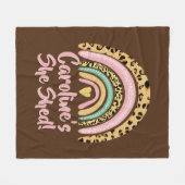 Couverture Polaire Add Name She Shed Leopard Print Pink Rainbow Heart (Devant (Horizontal))