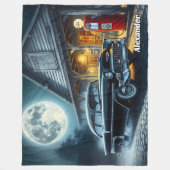 Couverture Polaire Add Name Text, Classic Car in Moonlight (Devant)