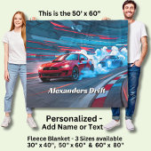 Couverture Polaire Add Name Text, Red Blue Race Cars Drifting