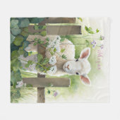 Couverture Polaire Adorable Aquarelle Peinture Lamb Fleurs blanches (Devant (Horizontal))