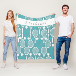 Couverture Polaire Adorable Blue Green mignonne Tennis Girl Votre nom