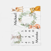 Couverture Polaire Adorable Bois Animaux Fox Milestone Keepsaké (Devant)