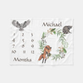 Couverture Polaire Adorable Bois Animaux Fox Milestone Keepsaké (Devant (Horizontal))