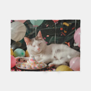 Couverture Polaire Adorable Chat Anniversaire Design de fête