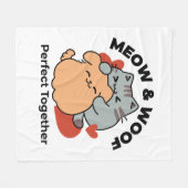 Couverture Polaire Adorable chat et chien Hug - Meow & Woof Design (Devant (Horizontal))