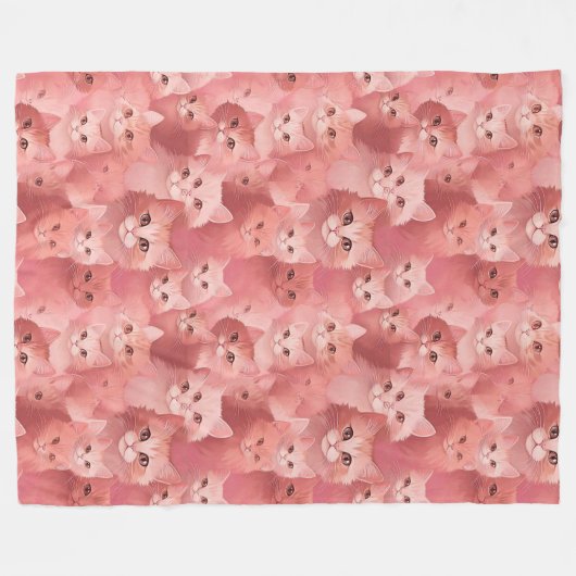 Couverture Polaire Adorable Chat rose pâle (Devant (Horizontal))