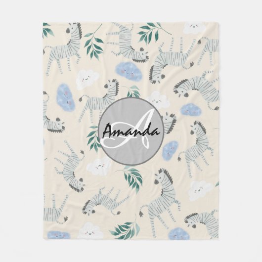 Couverture Polaire Adorable chic monogrammed rose pastel nursery (Devant)