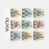Couverture Polaire Adorable Fairy Tale Château Doodles (Devant (Horizontal))