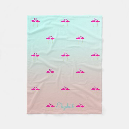 Couverture Polaire Adorable Flamants roses Roses Dans L'Amour Personn (Devant)
