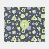 Couverture Polaire Adorable Green Aliens Space Ships UFO Kids (Devant (Horizontal))